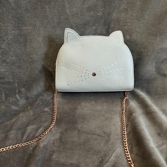 Ted Baker Kirstie Cat Leather Crossbody Bag / Clutch - Gray/Rose Gold - Picture 3 of 7